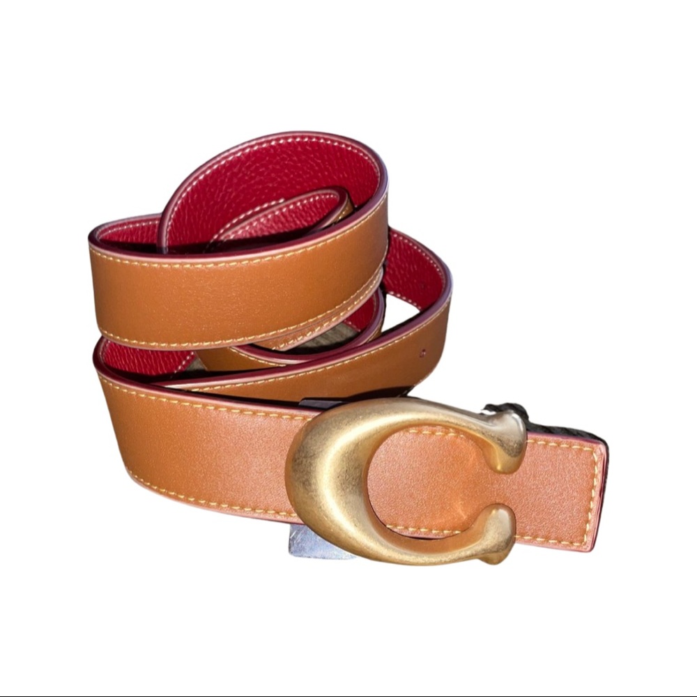 NWT COACH tan/red belt size 40mm
